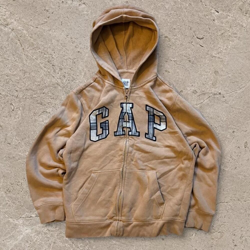 Vintage Womens Flannel Lettering Gap Zip Up Hoodie SZ S